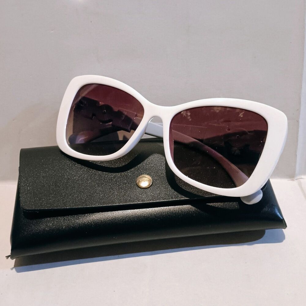 Story Oversized Butterfly Cat Eye Sunglasses-Brown Lens-Pearl Embellishment-NEW